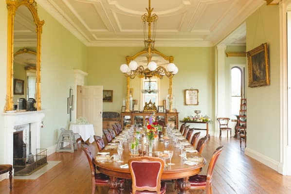 Candlelit dinner in the grand dining room at Temple House, County Sligo