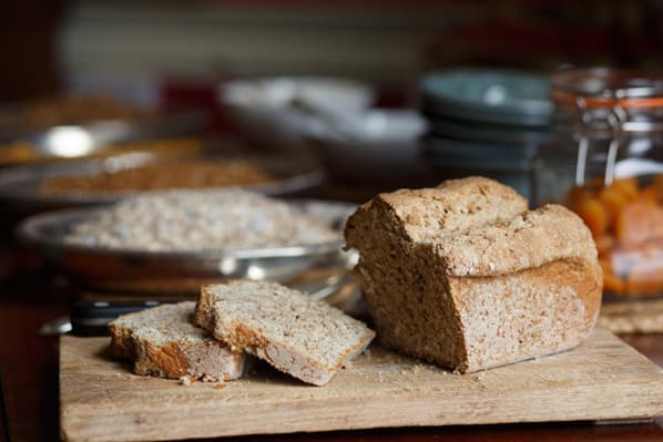 Homemade brown bread on the table at Temple House