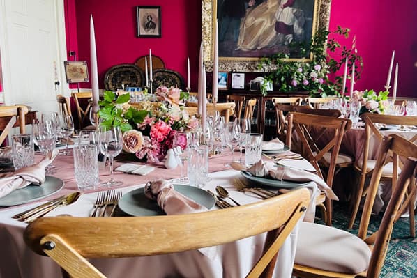 Private dining by candlelight in the grand dining room at Temple House