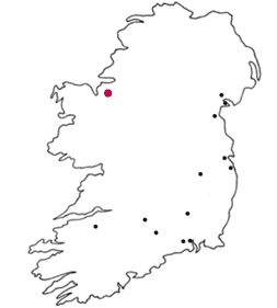 Map of Knights Templar locations across Ireland, with Temple House alone in the north-west