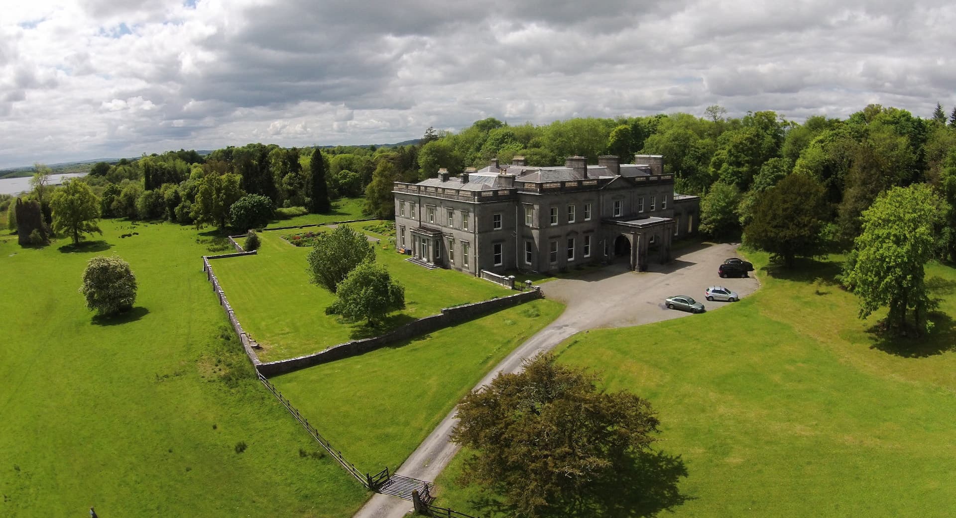 Aerial view of Temple House and its parkland in County Sligo