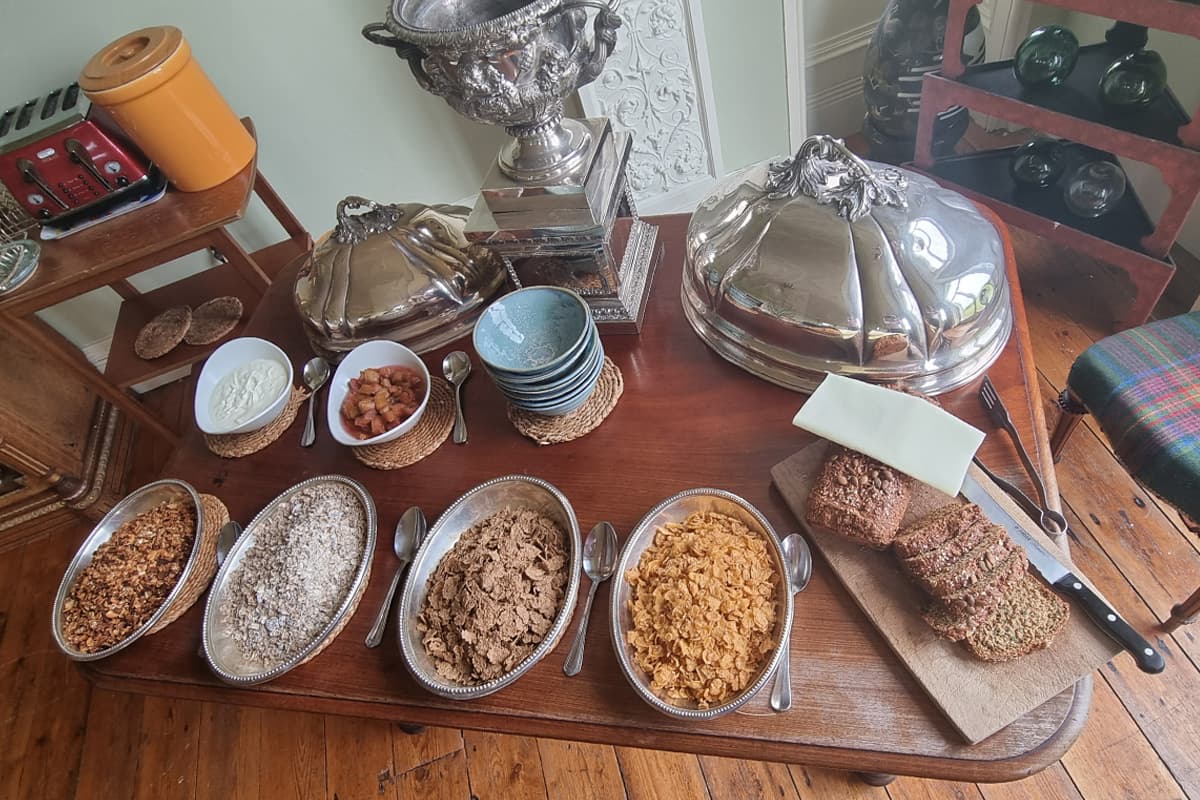 Breakfast layout in the dining room at Temple House