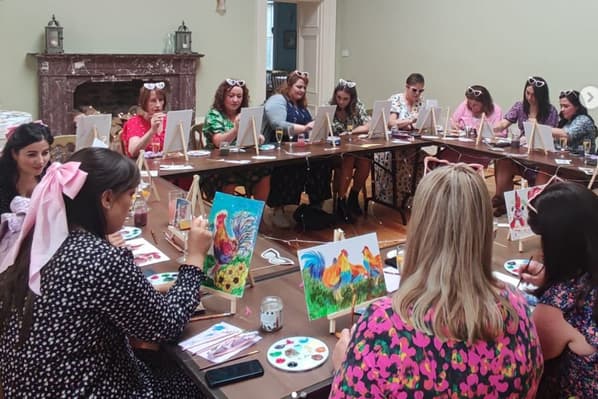 Hen party art class at Temple House