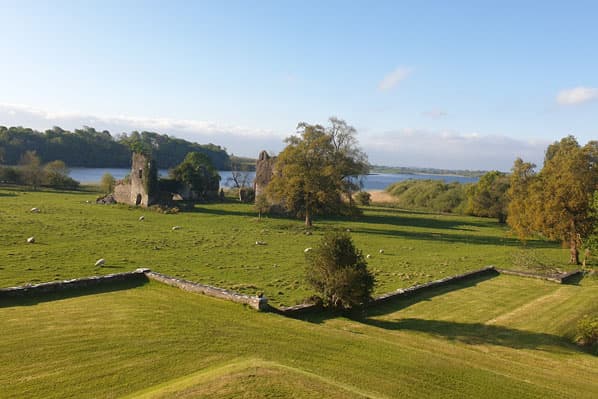 Knights Templar castle ruin beside the lake at Temple House, County Sligo