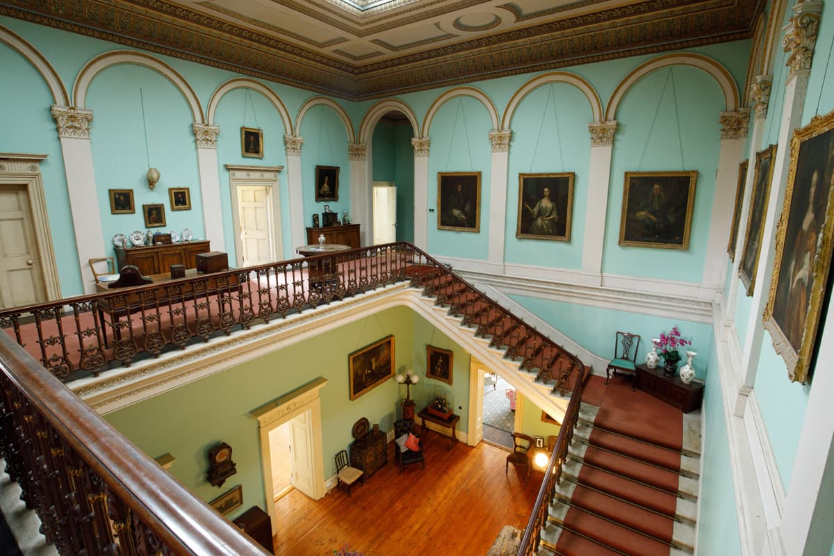 The Vestibule at Temple House — grand reception rooms kept for one party at a time