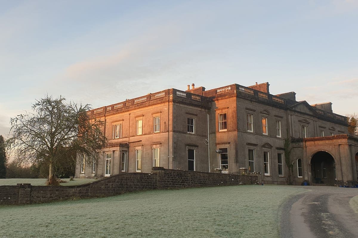 The front facade of Temple House, a Georgian manor in County Sligo
