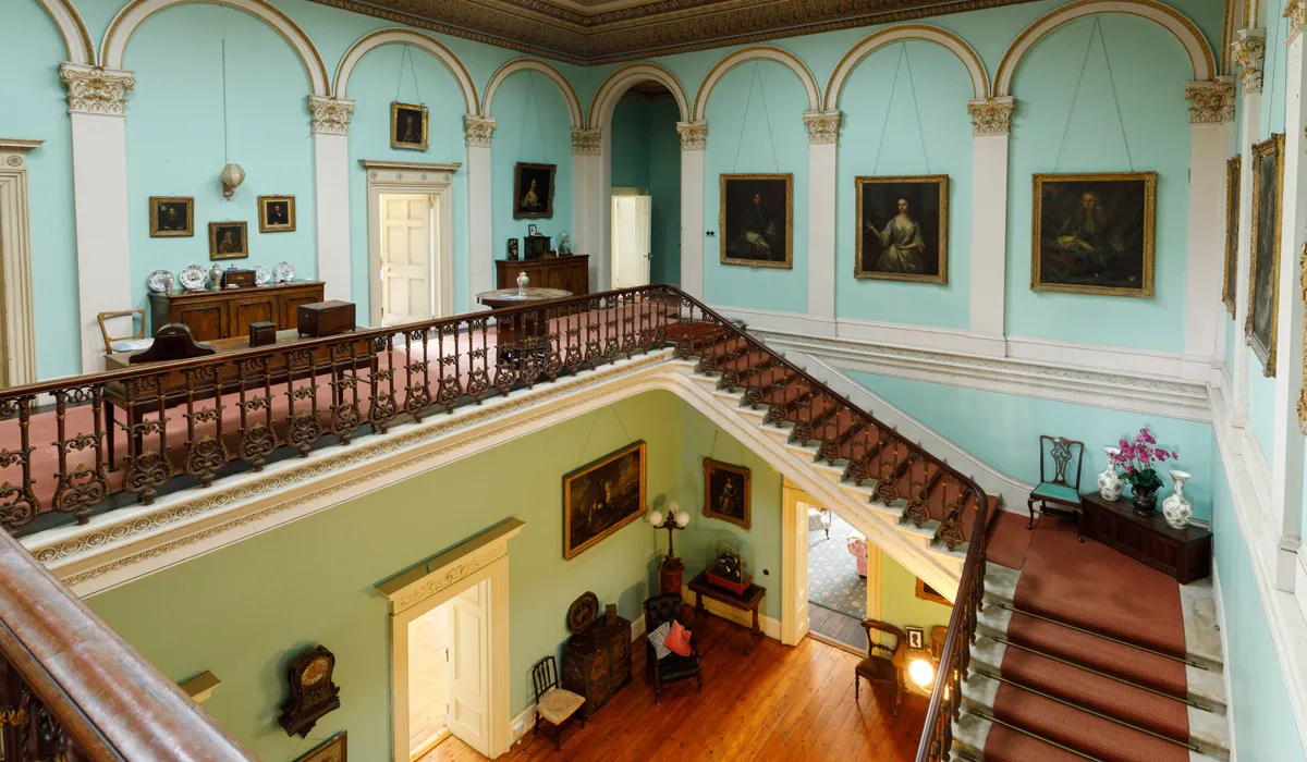 The staircase hall at Temple House