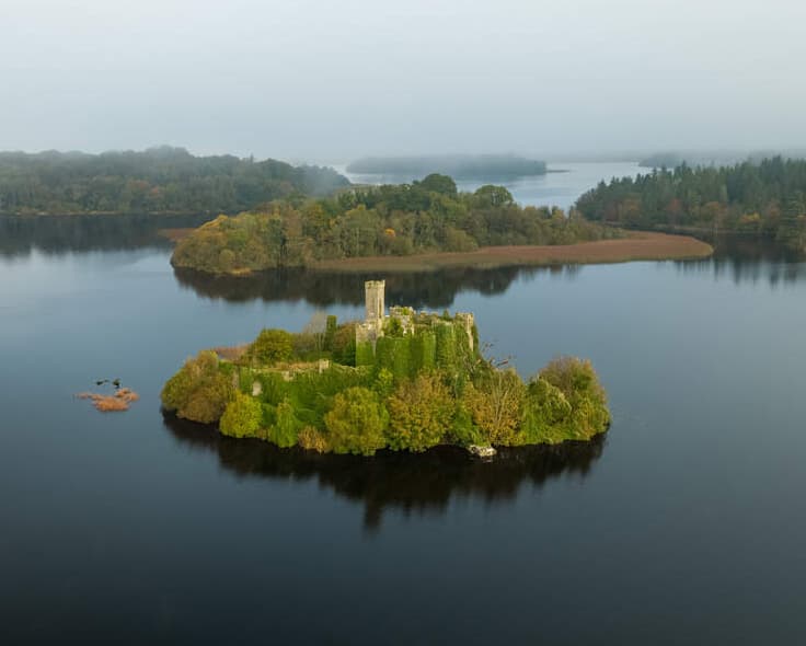 Castle Island on the lake at Lough Key Forest Park, Co. Roscommon — a family day out near Temple House, Sligo