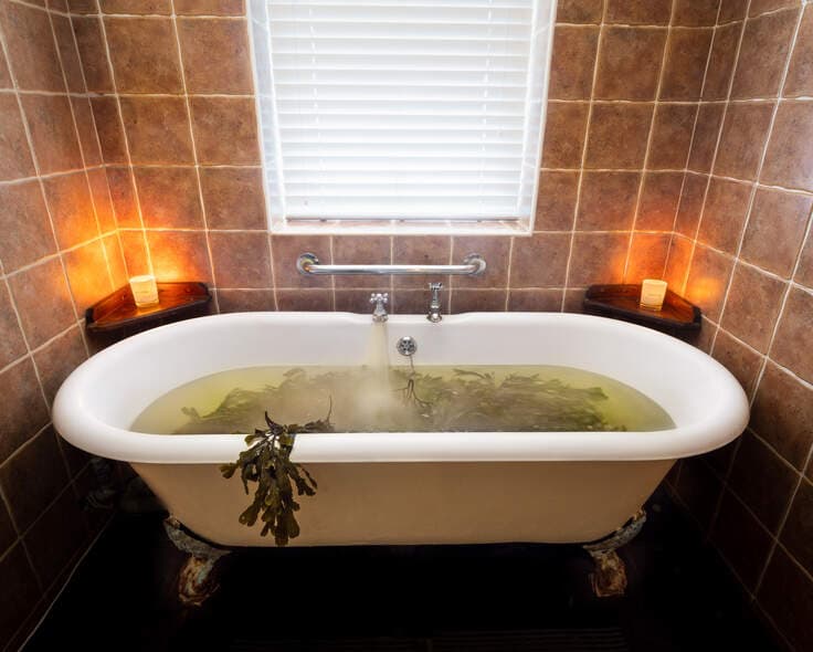 Hot seawater and wild seaweed bath at VOYA Seaweed Baths, Strandhill, County Sligo