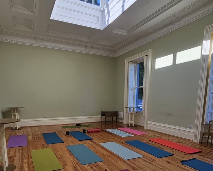 Yoga retreat at Temple House, County Sligo — group practice in the calm of the estate