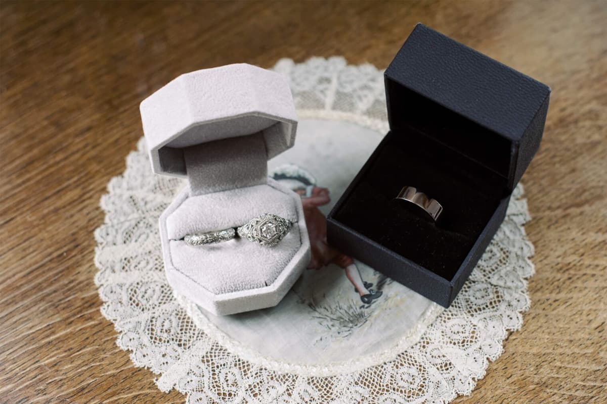 Elopement wedding rings at Temple House