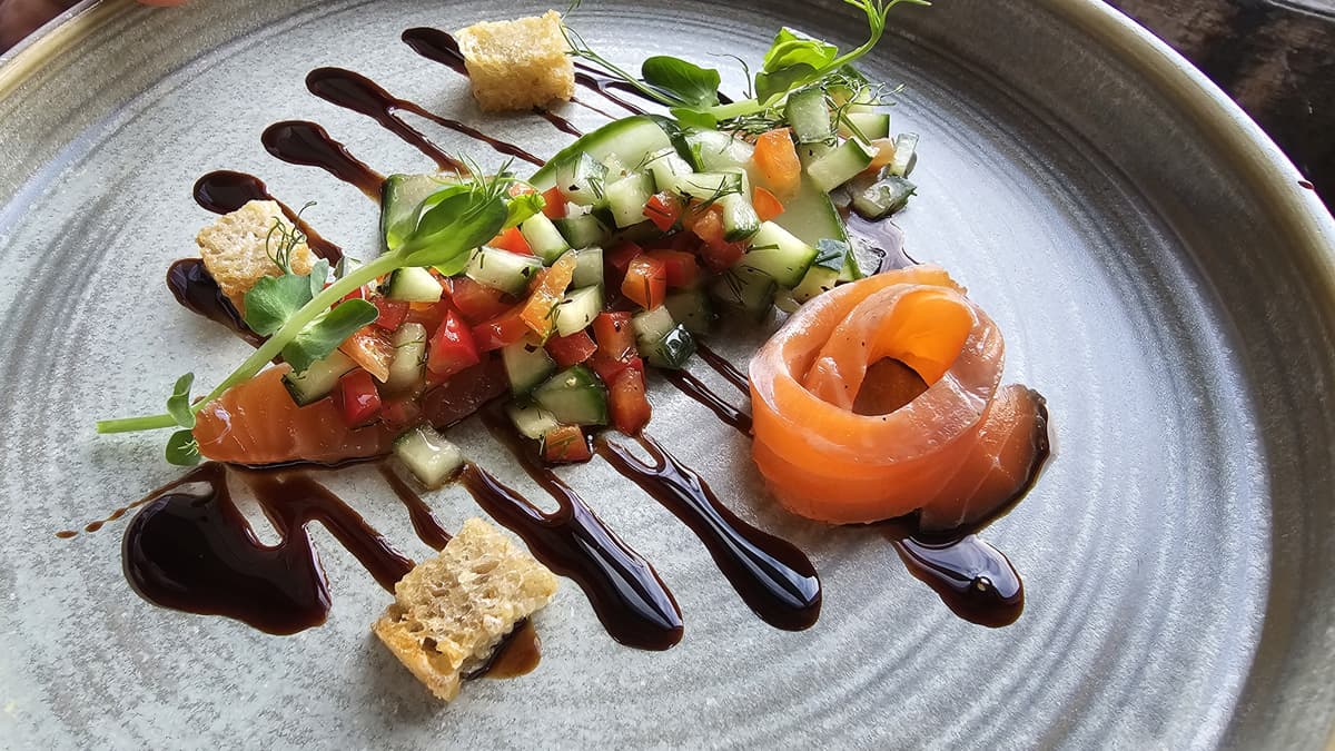 Salmon starter served at a Temple House wedding