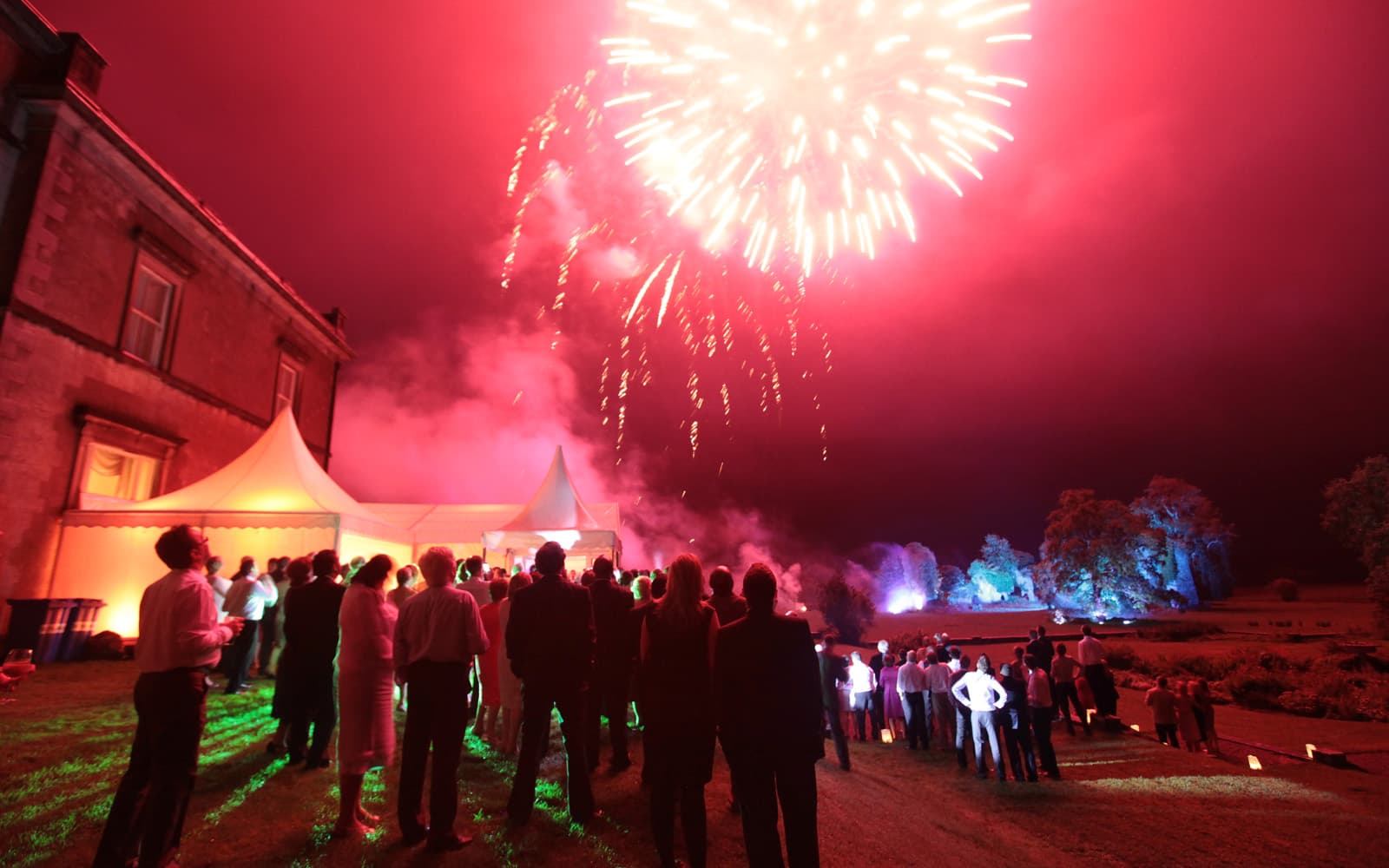 Wedding fireworks at Temple House
