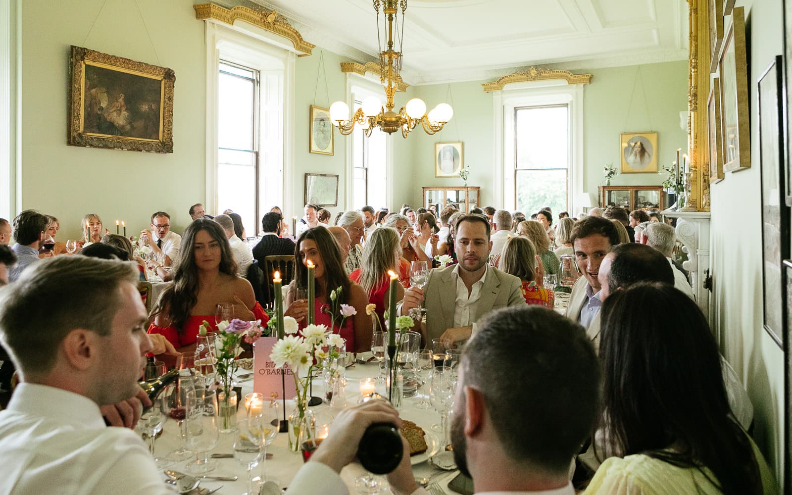 Wedding guests enjoying dinner at Temple House